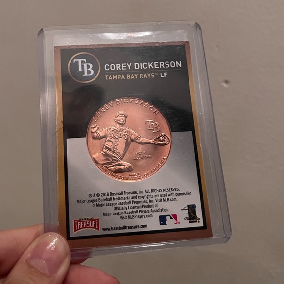 2018 Baseball Treasure Coin Card Relic Corey Dickerson Rays (MISC10) - Picture 2 of 2